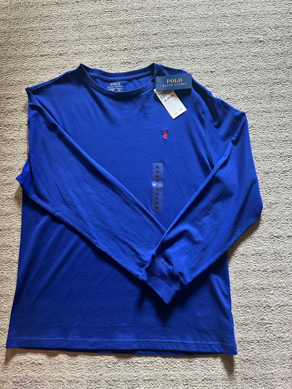 Polo by Ralph Lauren Long-Sleeve Crewneck Shirt - Royal Blue with Red Pony